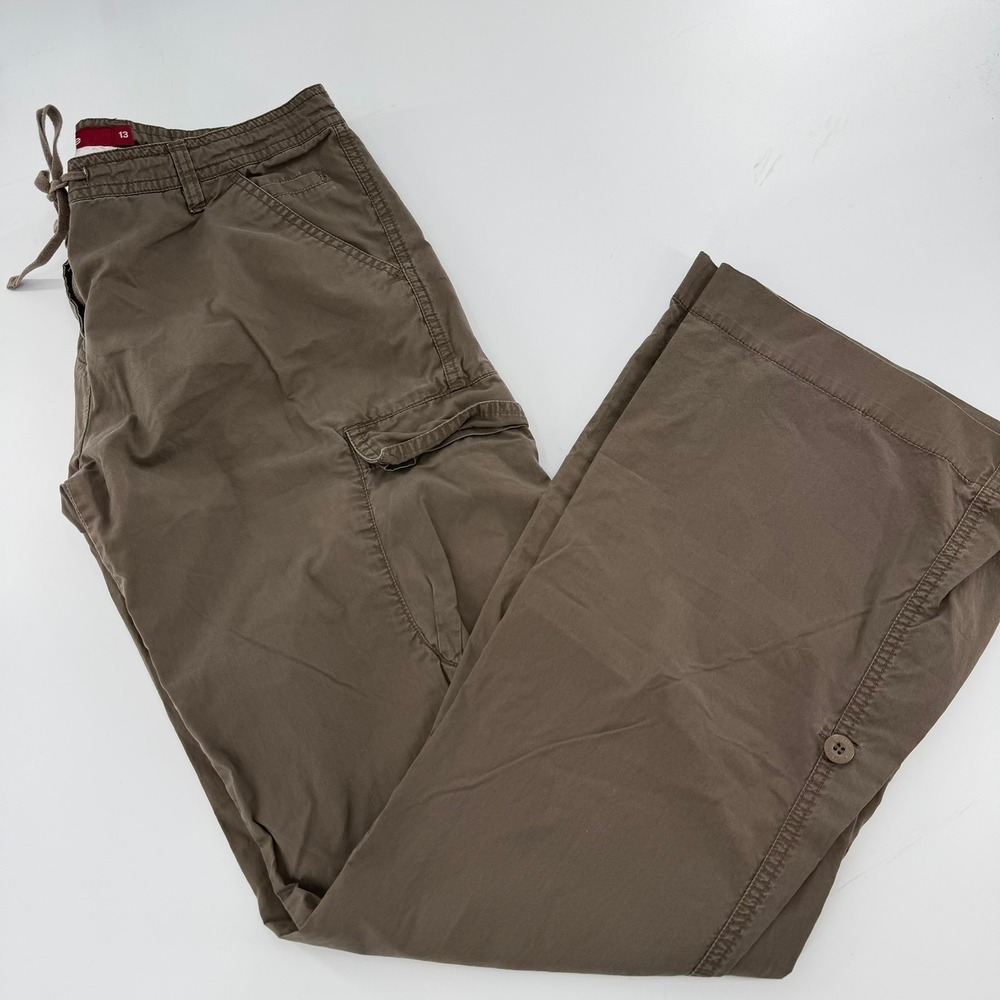Blondie Cargo Pants Wide Leg Y2K Women Size 13 Brown 100% Cotton Relaxed Utility